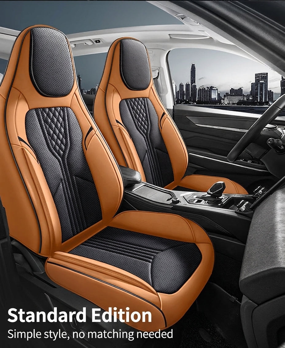 3D Nappa leather car full-coverage integrated headrest cover, all-season universal sports seat cover, leather seat cushion manufacturer wholesale