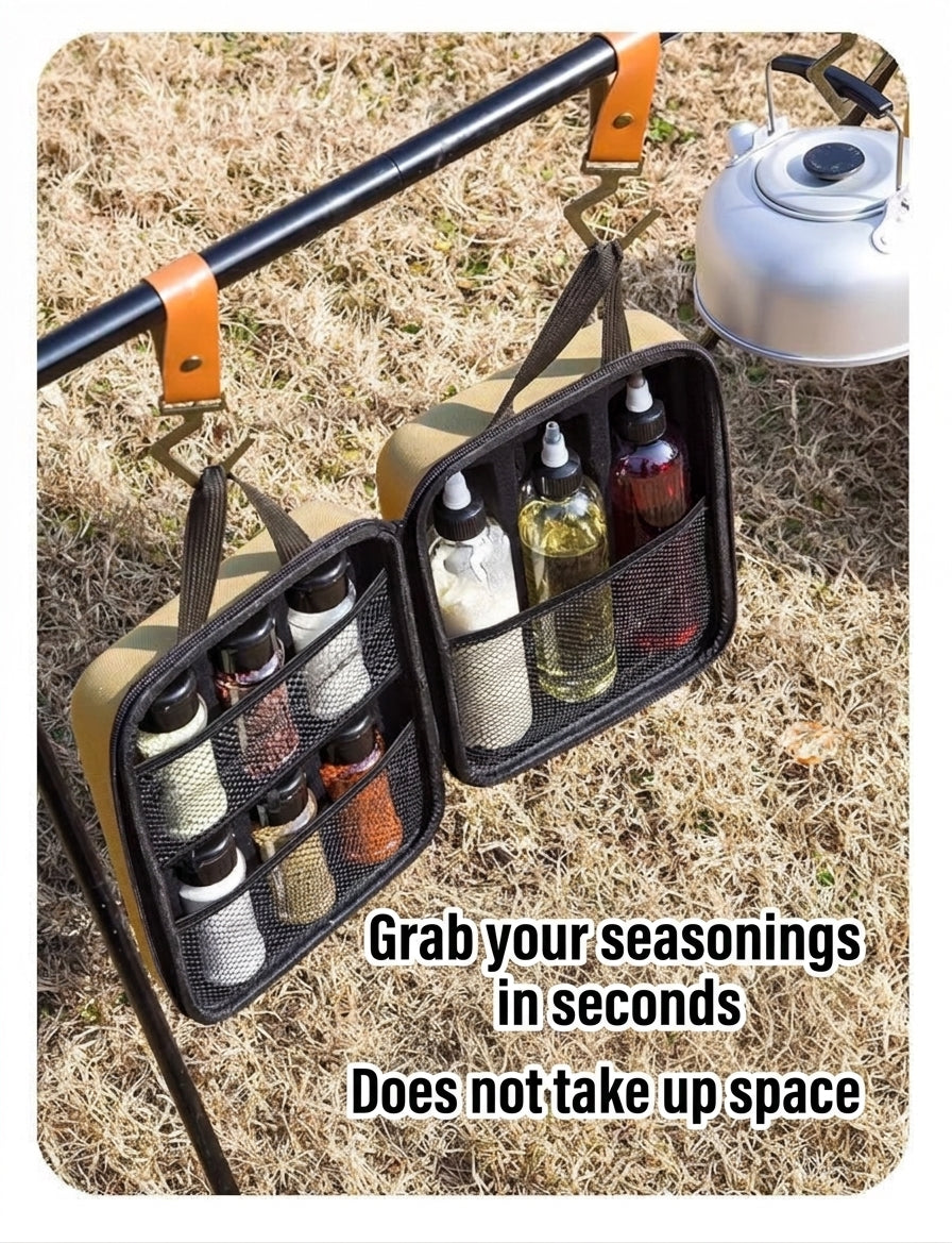 Camping and Outdoor Cooking Seasoning Bottle Set, Outdoor Portable Storage PET Spice Bottle, Repackaging Bottle, Oil Bottle Organizer Bag