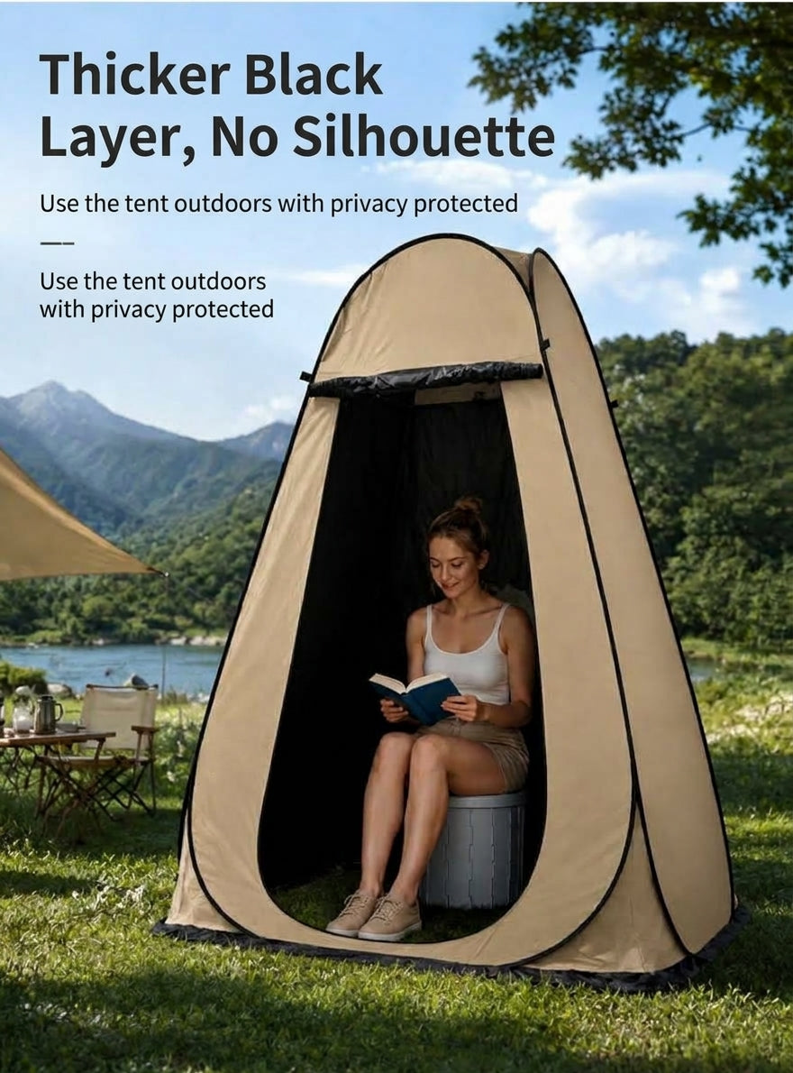 New outdoor bathing tent, black rubber waterproof portable toilet changing shower bathing camping changing cover tent