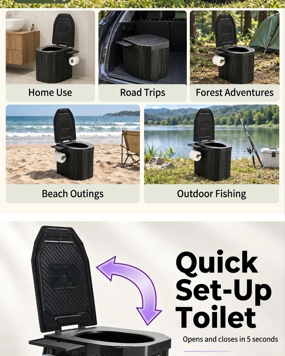 2026 New Widened and Raised Outdoor Folding Toilet Car Mobile Toilet Travel Camping Portable Toilet