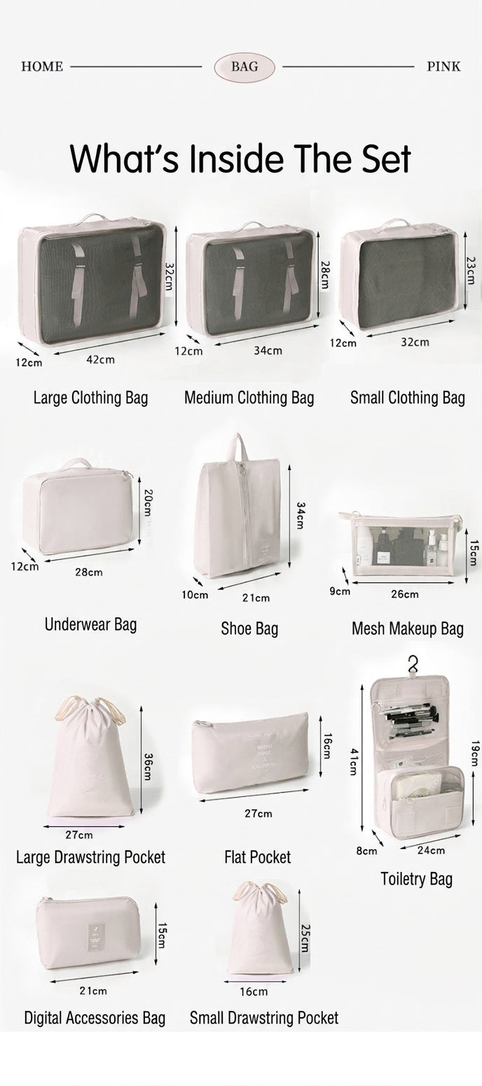 Travel Storage Organizer Set - 7 to 10 Pieces