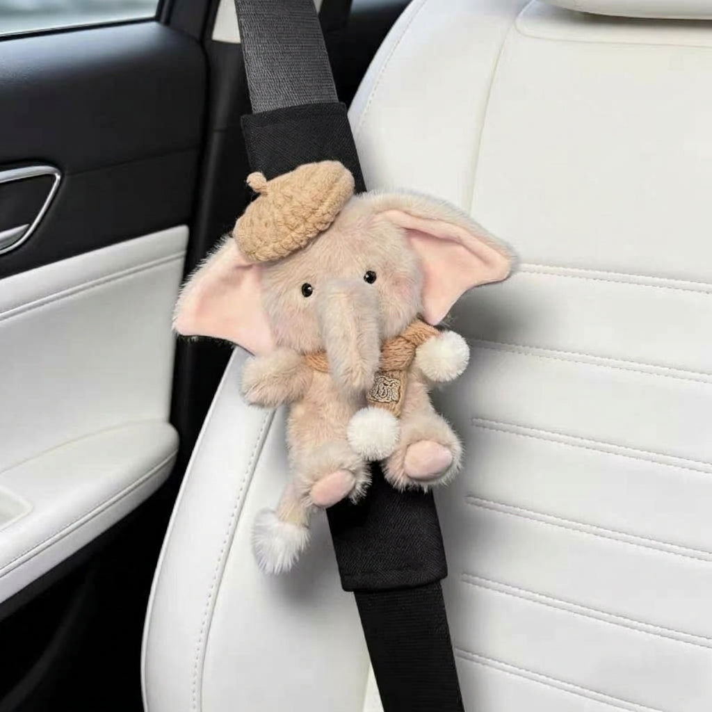 Cute little elephant car seat belt shoulder pad, premium creative decoration, all-season universal couple for women