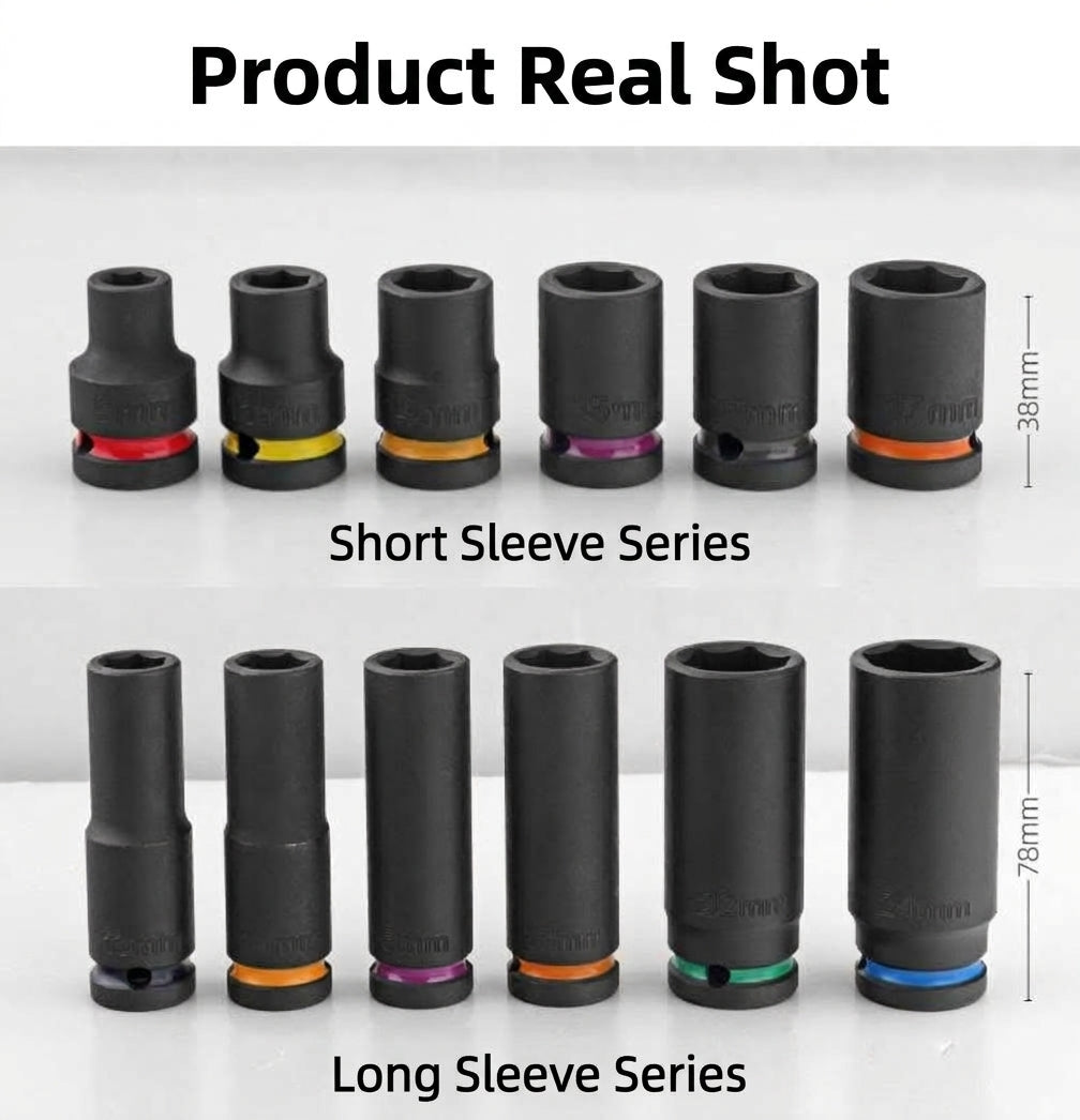 1-2-inch pneumatic thick-walled heavy-duty sleeve with colored ring cannon extended tire sleeve Auto repair tool set