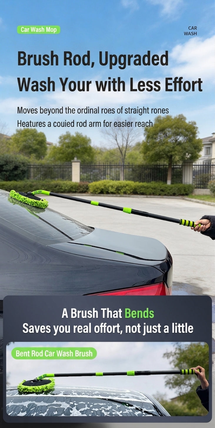 Car wash mop, car wash brush, car brush bristles, retractable long rod, retractable car wash brush cleaning tool