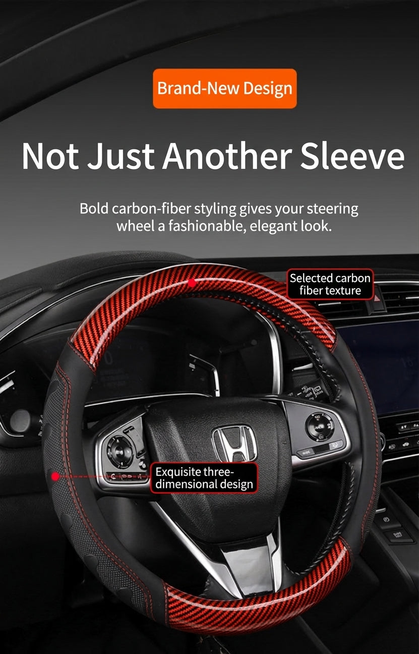[Carbon Fiber] Car Steering Wheel Handle Sleeve, All-Season Universal, Non-slip, Wear-Resistant, Breathable New Model Dropshipping