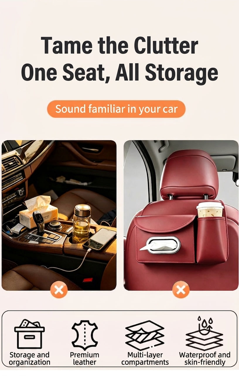 Multifunctional storage bag for car seats, tissue boxes, car storage bags, hanging bags, water cup holders in the car