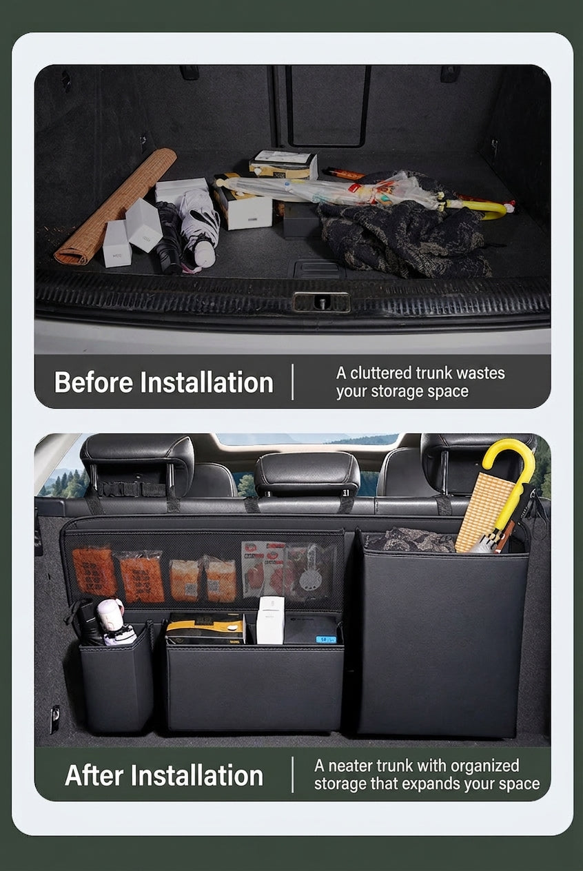 Multifunctional trunk storage bag, large-capacity storage car storage bag, zoned design for easy access and portable storage box