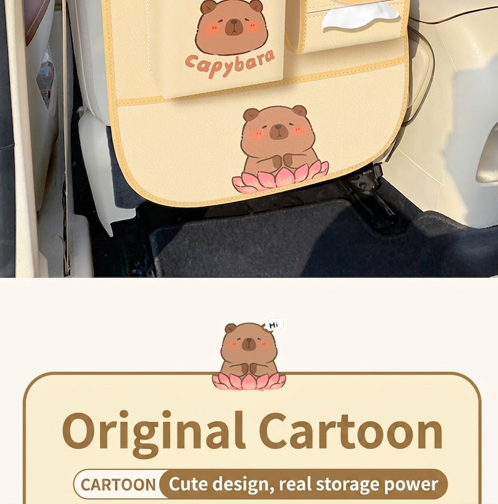 Car storage hanging bag, multifunctional creative cute car seat rear storage rack, tissue box inside car, trash bin