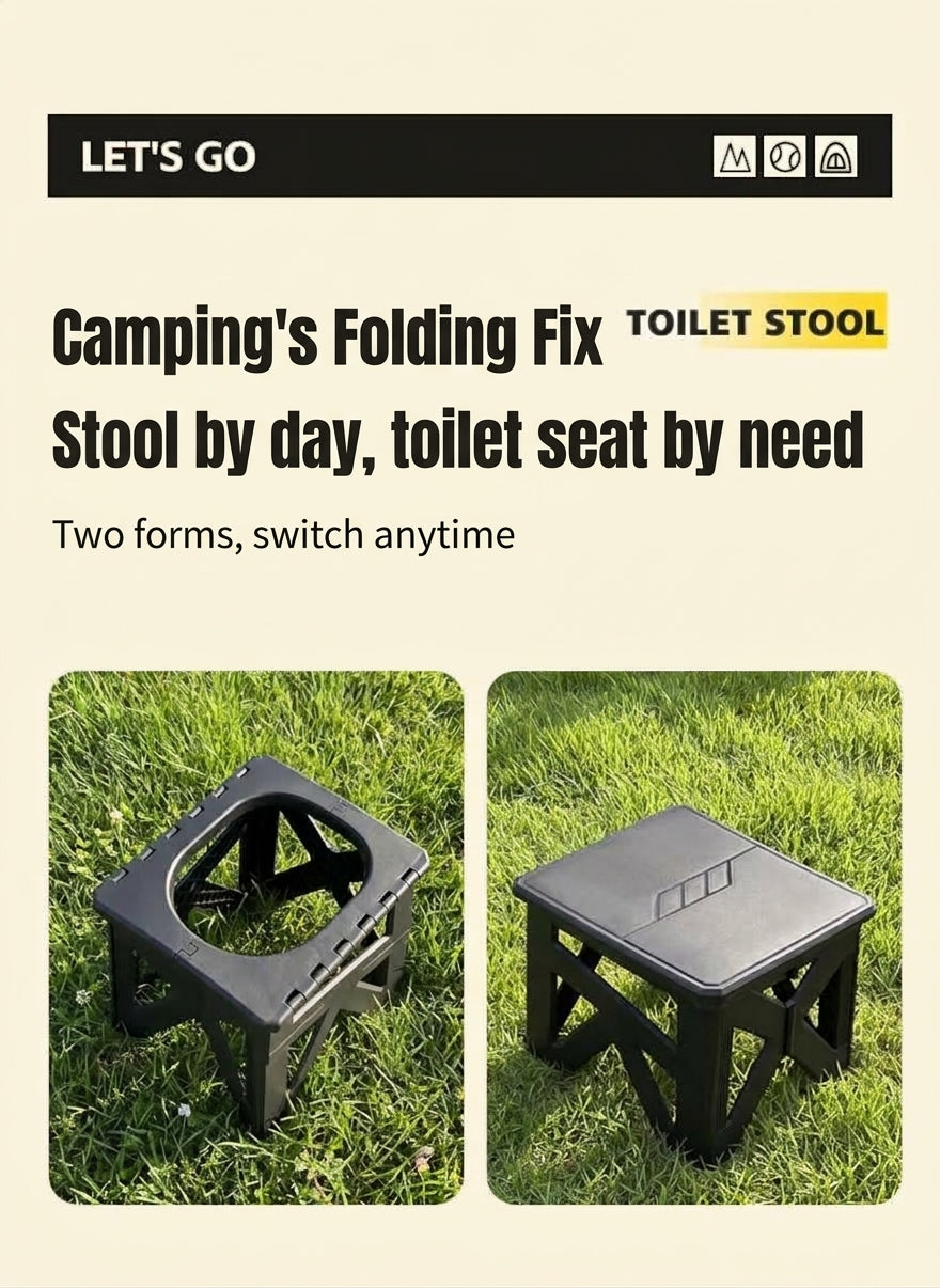 Outdoor camping folding toilet, car-mounted portable odor-resistant adult mobile travel toilet stool