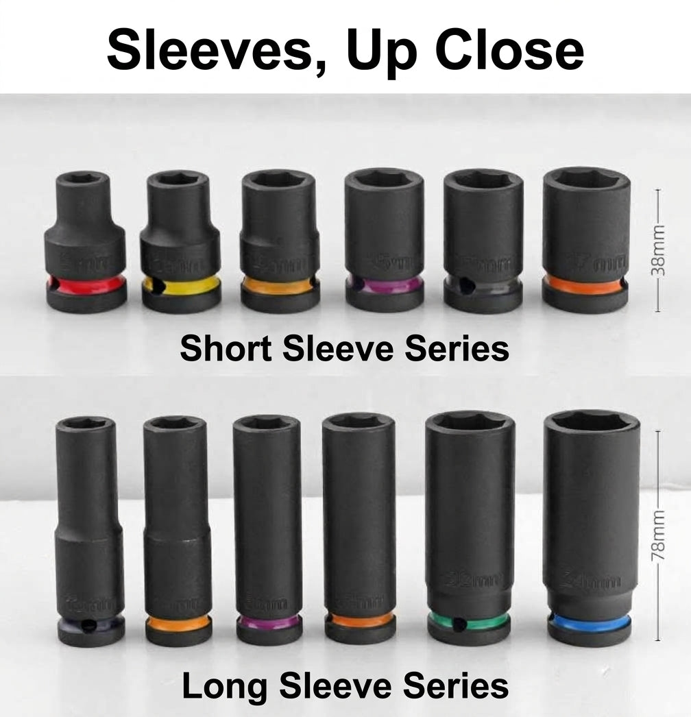 1-2-inch pneumatic thick-walled heavy-duty sleeve with colored ring cannon extended tire sleeve Auto repair tool set