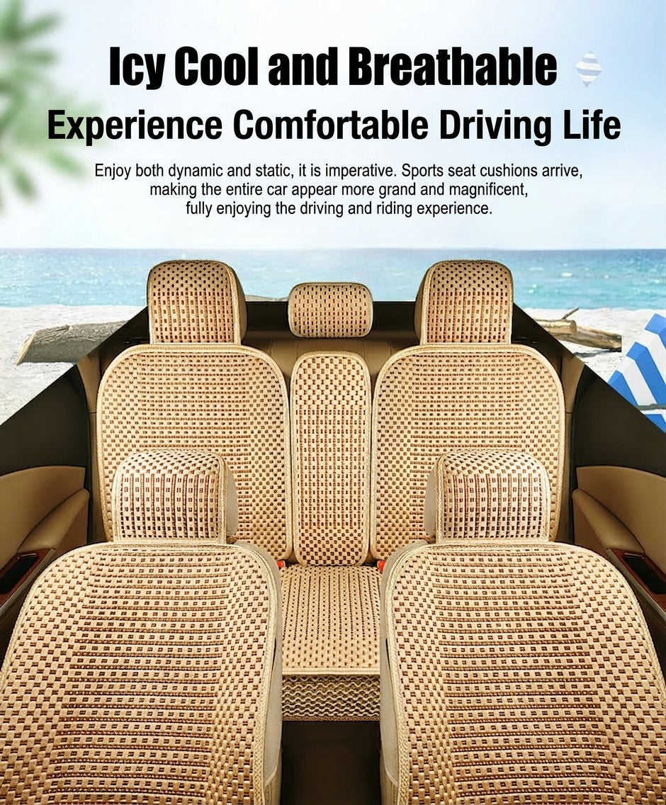 Car seat cushion all-season universal ice silk summer seat cushion full enveloping seat cover car interior seat cushion five seat cover cushion