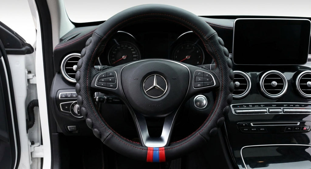 Non-slip sweat-wicking car handlebar covers, colorful carbon fiber leather, fashionable trendy brand steering wheel covers, car GM Amazon