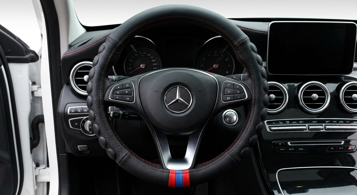 Non-slip sweat-wicking car handlebar covers, colorful carbon fiber leather, fashionable trendy brand steering wheel covers, car GM Amazon