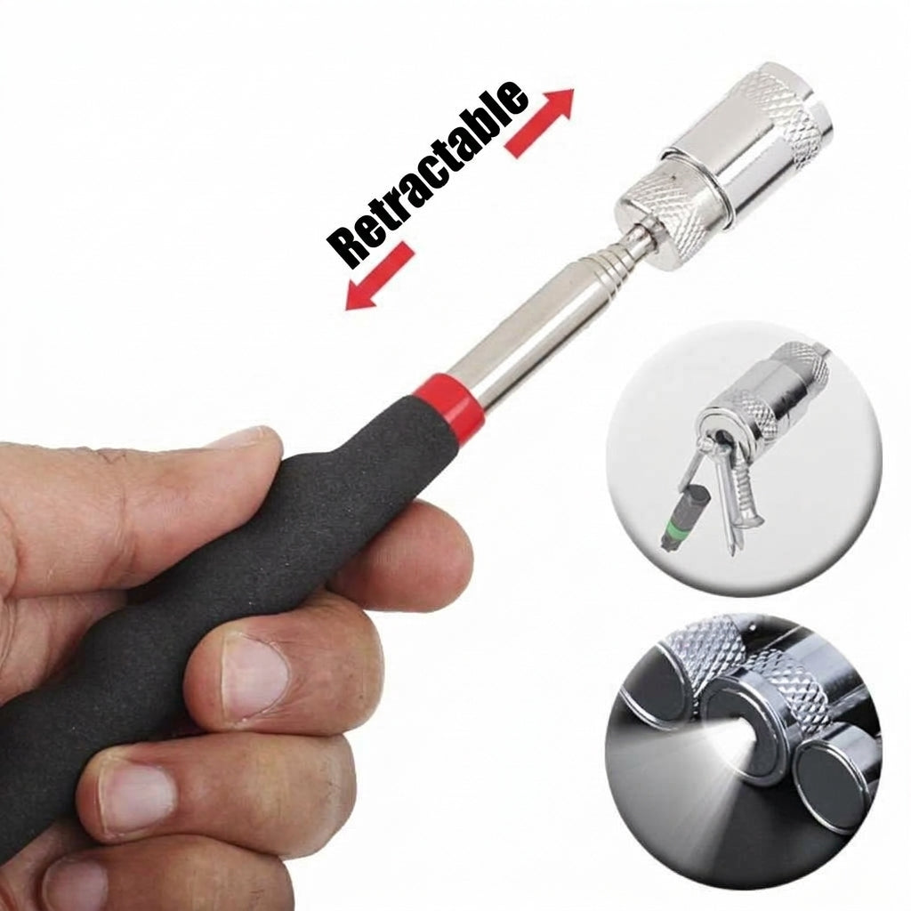 8LB Pickup Retractable Magnetic Suction Rod with Light Magnetic Rod Auto Repair Tool Metal Picker Suction Rod
