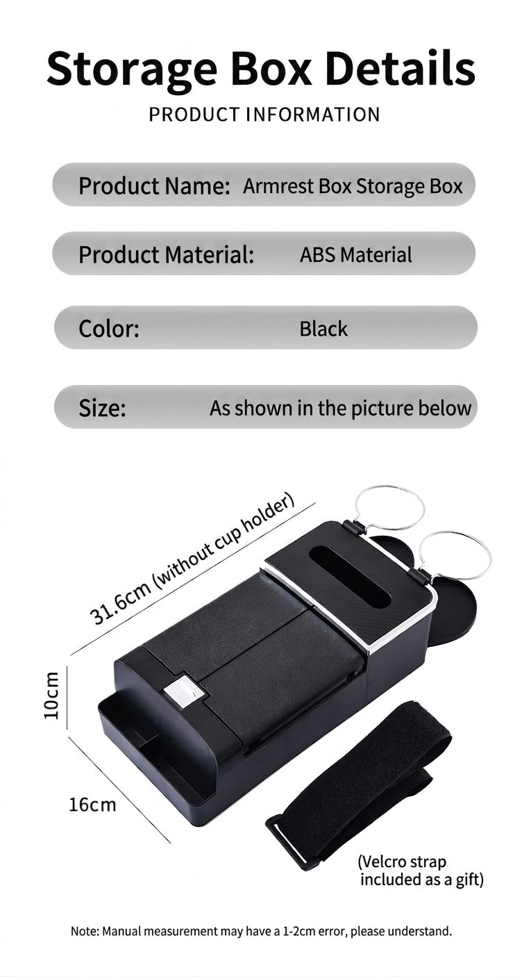 Car tissue box, armrest box, multifunctional water cup holder, storage box, creative and simple car interior sundries storage box