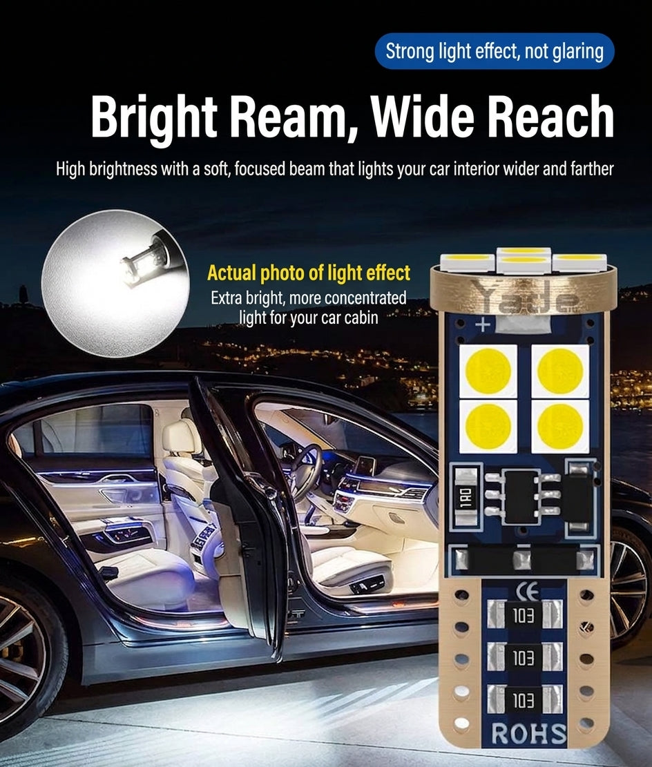 Yade Wide-Width Indicator Light T10 3030 12SMD Car Light LED High Brightness Wide Voltage Decoding Reading Light License Plate Light