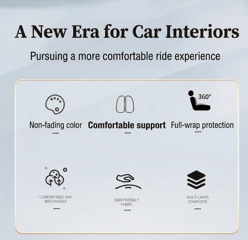 The five-seater car seat cushion is fully surrounded by the all-season universal leather seat cover, which is wear-resistant, dirt-resistant and breathable