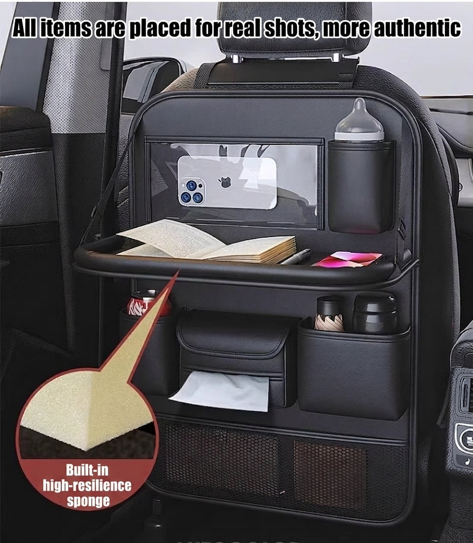 High-end car seat back storage bag, car multi-functional, rear hanging bag, car foldable dining table board shelf