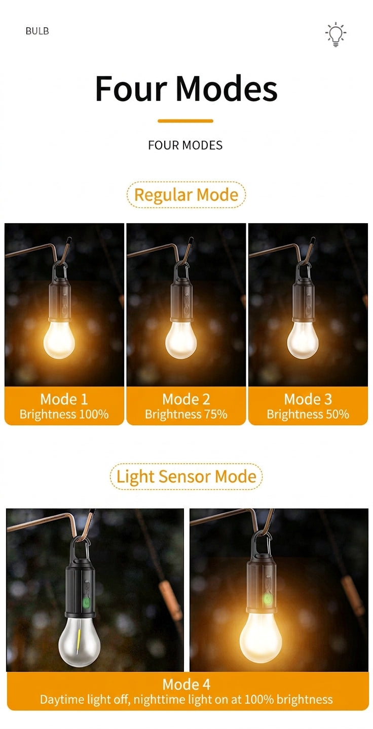 LED Camping Tent Light with Solar & USB Charging