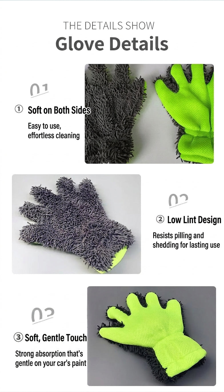 Car wash gloves, plush waterproof car towels, specialized car brushes, cleaning cloths, chenille wheel cleaning towels, wholesale