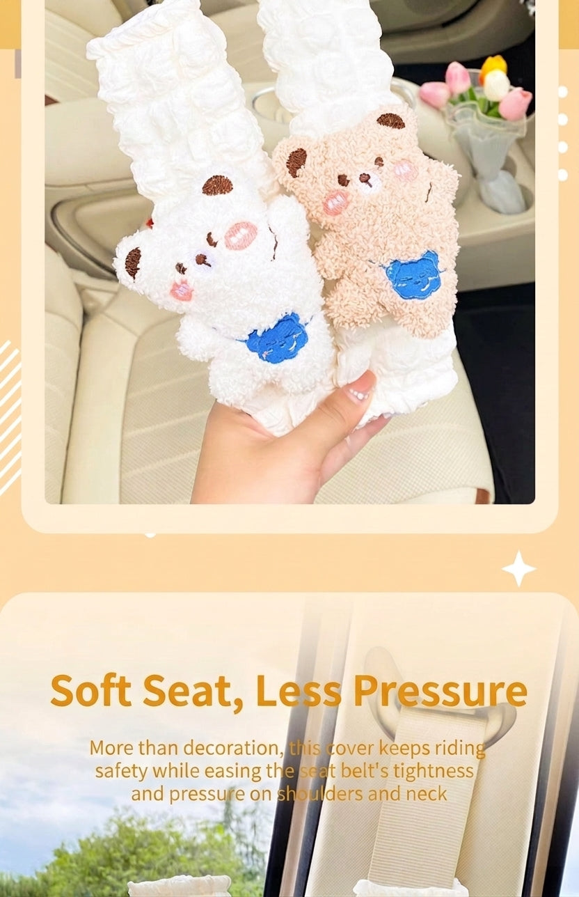 Car seat belt shoulder pads, creative cute children's anti-strain safety belt, and a pair of decorative protective covers