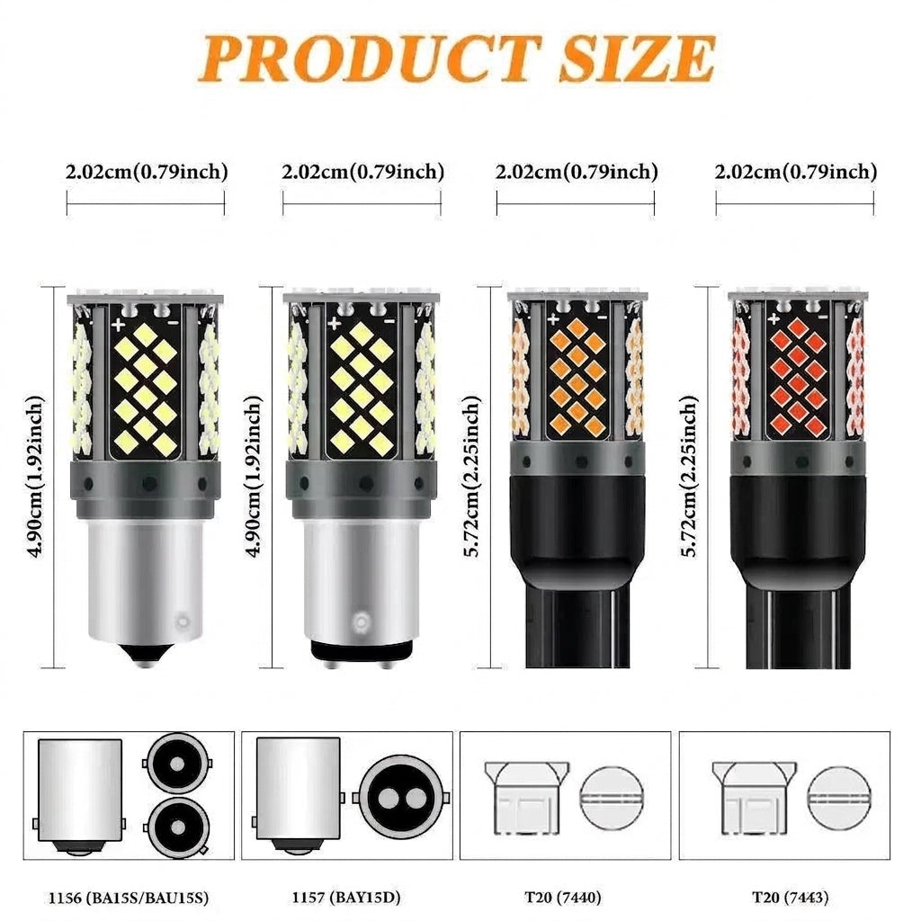 Automotive LED Decoded Turn Signal Anti-Flicker T20 7440 1156 1157 2025 81SMD Brake Light