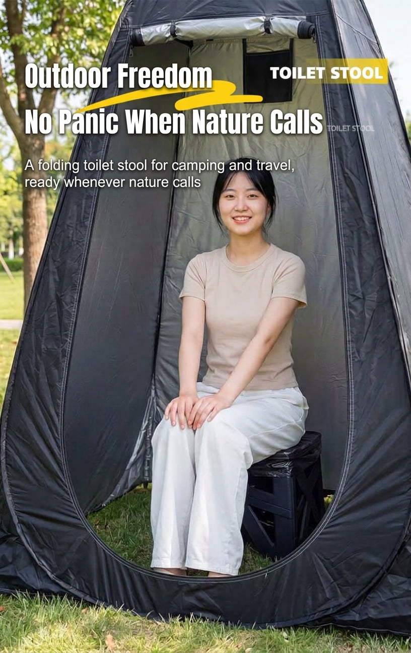 Outdoor camping folding toilet, car-mounted portable odor-resistant adult mobile travel toilet stool