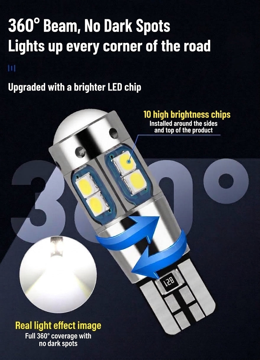 Car LED Width Indicator Light T10 3030 10smd License Plate Light Reading Light W5W Bright Small Bulb