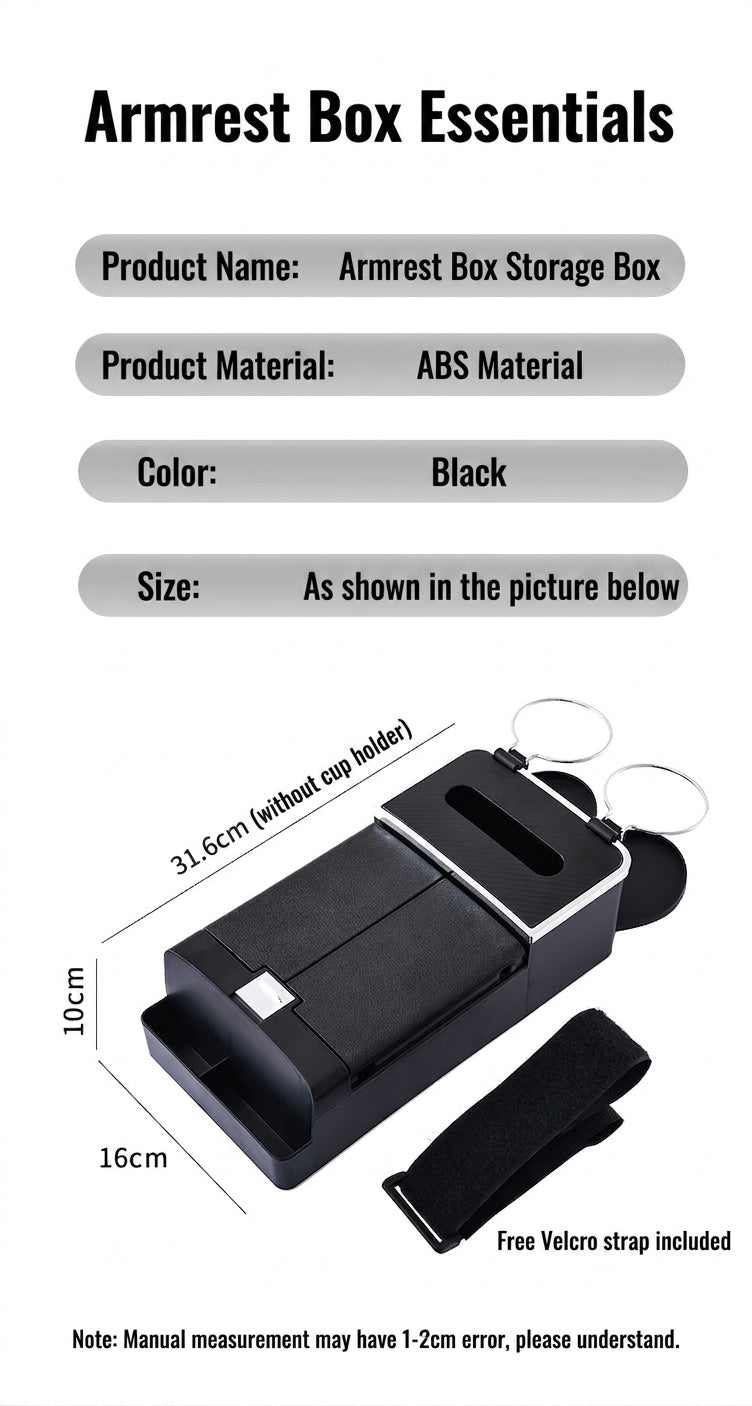Car tissue box, armrest box, multifunctional water cup holder, storage box, creative and simple car interior sundries storage box