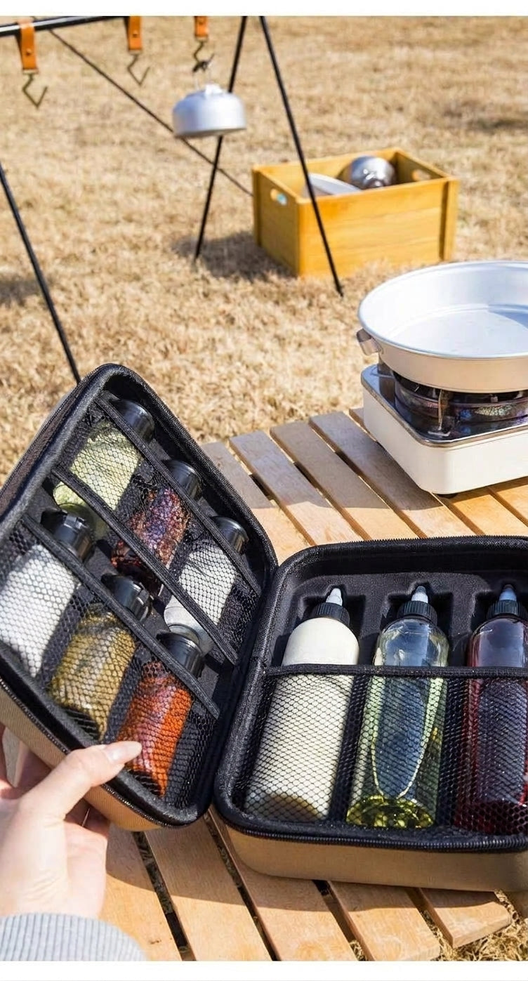 Camping and Outdoor Cooking Seasoning Bottle Set, Outdoor Portable Storage PET Spice Bottle, Repackaging Bottle, Oil Bottle Organizer Bag