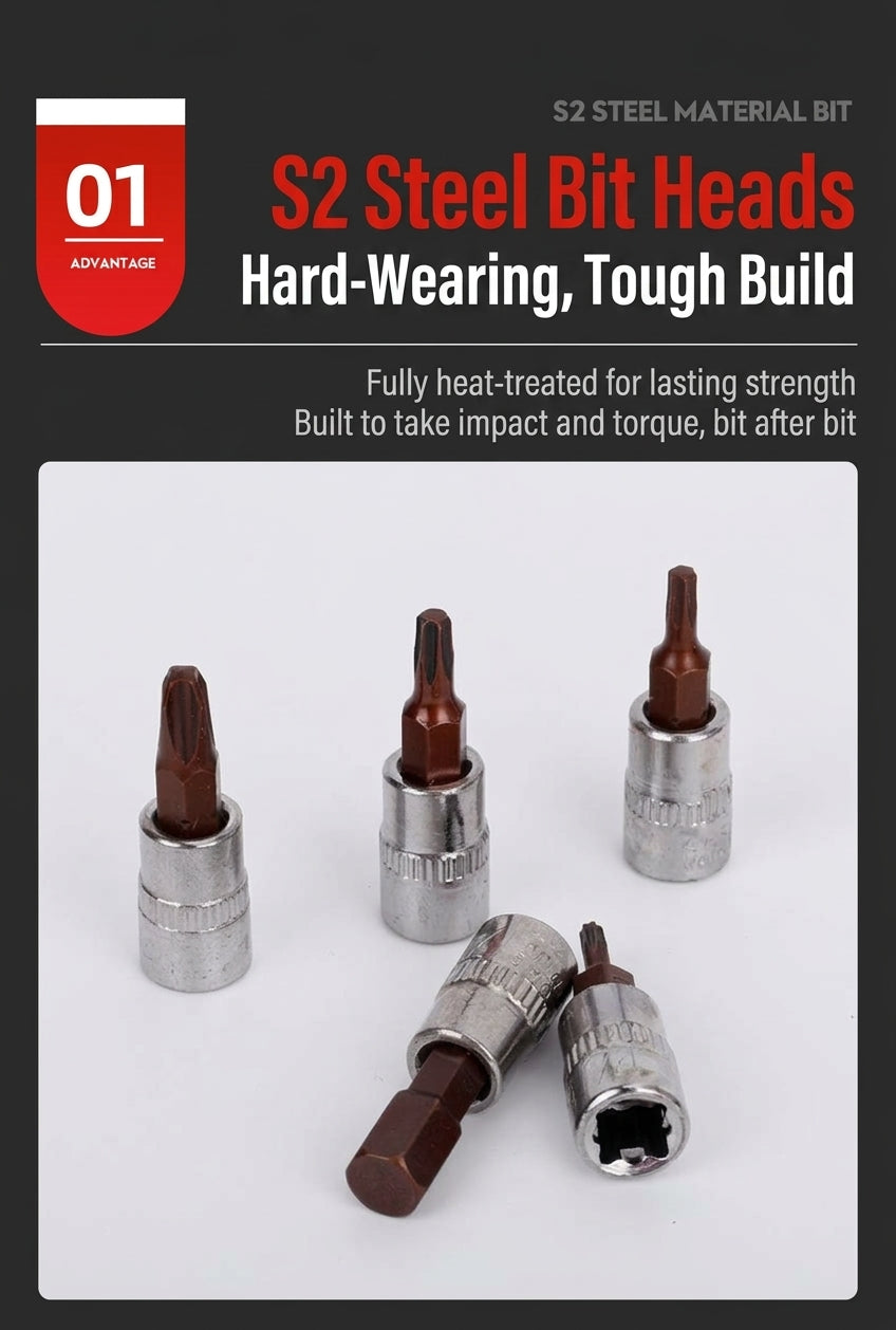 Natural S2 Bit Head 72-Tooth Ratchet Wrench Auto Repair Mechanical Repair Household Repair Sleeve Tool Set Hardware Toolbox