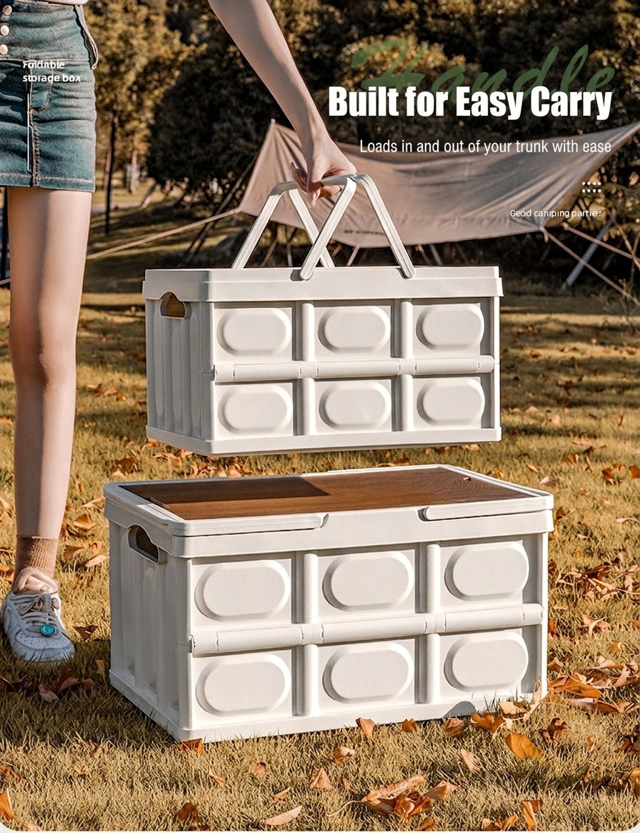 Outdoor camping folding box, storage box, wooden lid, car trunk, picnic storage box, organizer box, clothing storage box