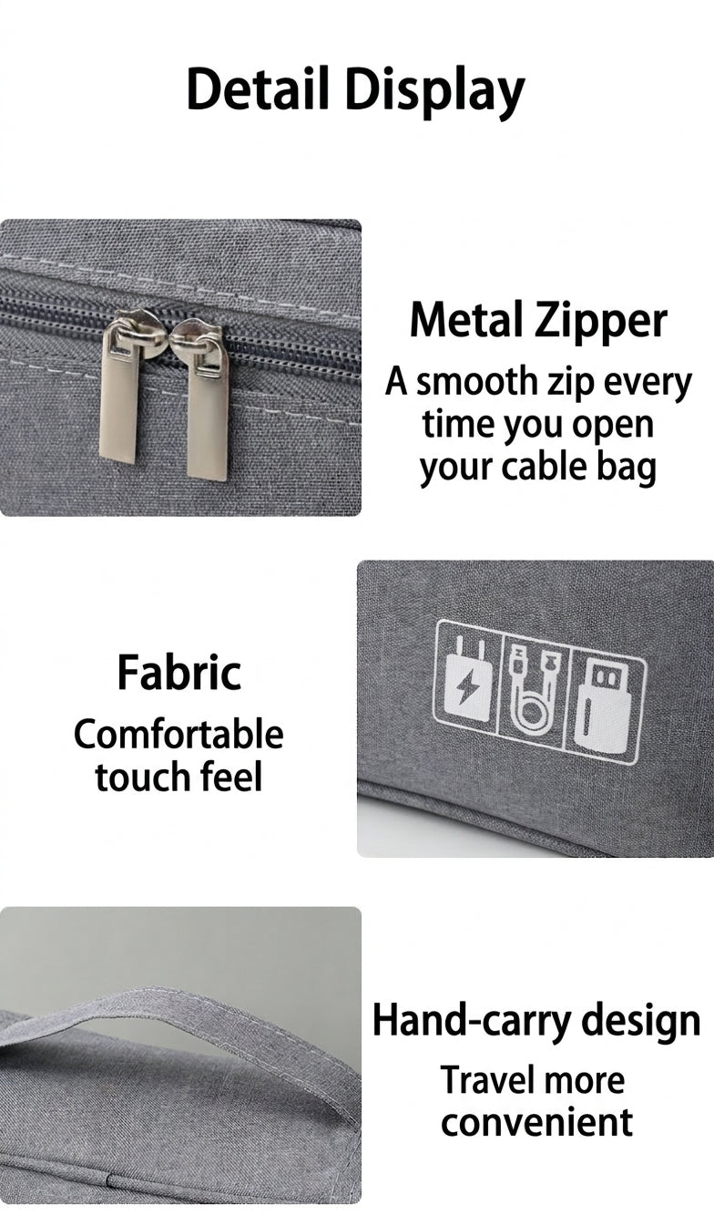 Travel Cable Storage Organizer Bag, Waterproof