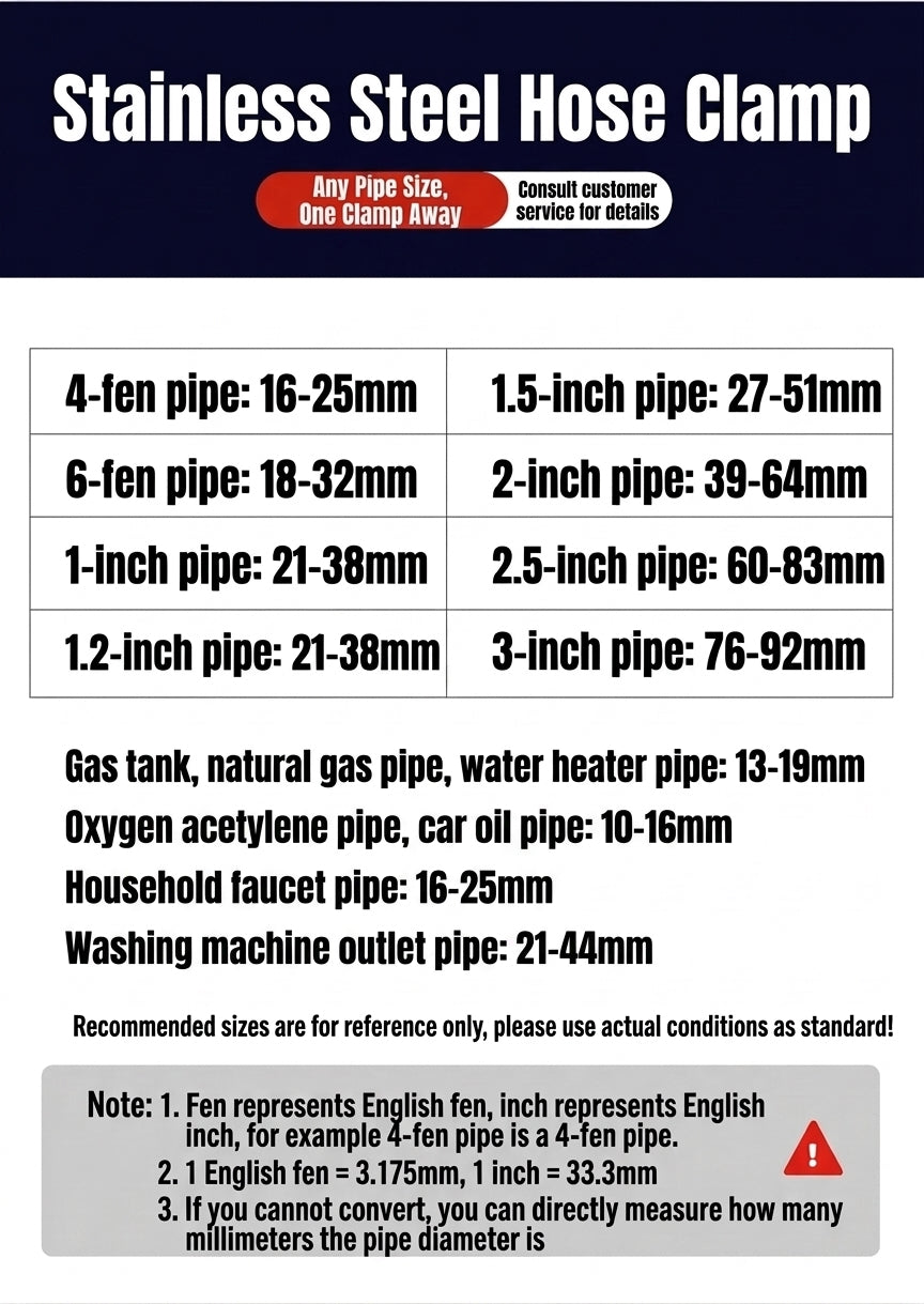 Stainless steel handle, hose hoop, hand screwing, clamping, holding hoop, pipe hoop, water pipe tightening hoop, gas pipe fixing, clamping buckle
