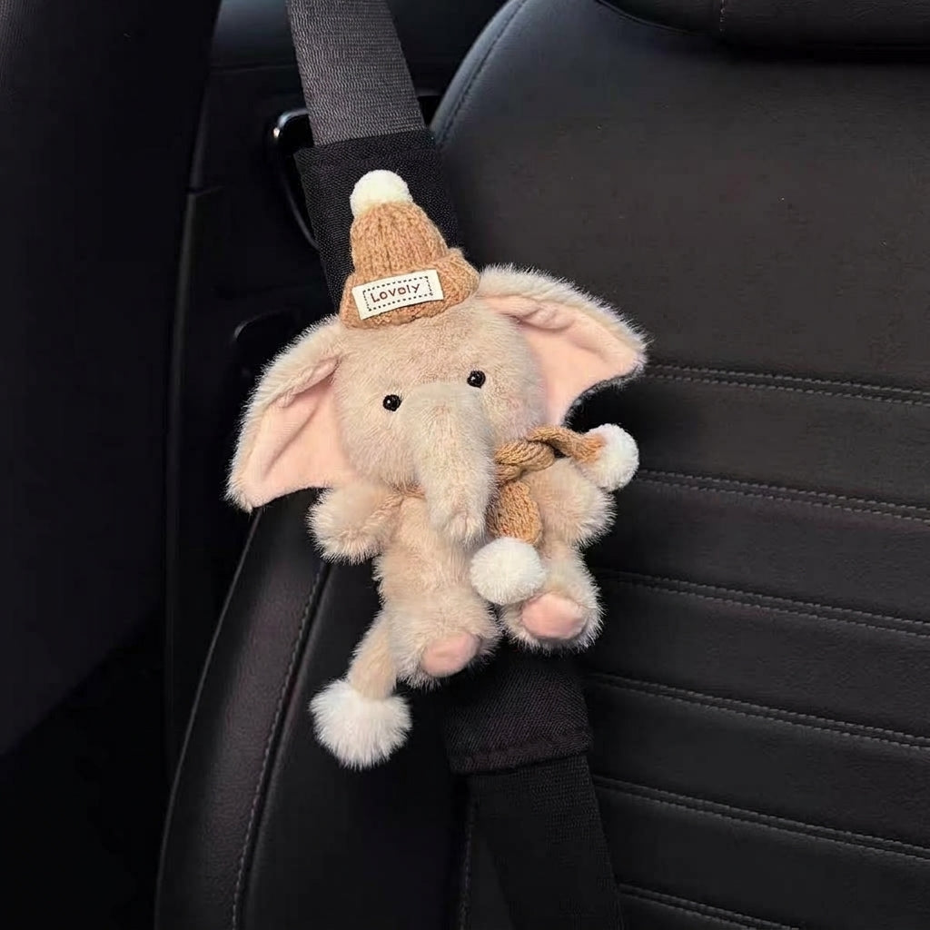 Cute little elephant car seat belt shoulder pad, premium creative decoration, all-season universal couple for women