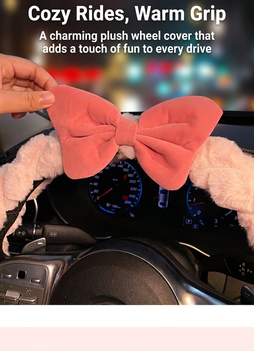 2025 New Car Steering Wheel Cover for Winter, Women's Non-slip Warm, All-Season Universal Winter Plush Handlebar Cover, Winter