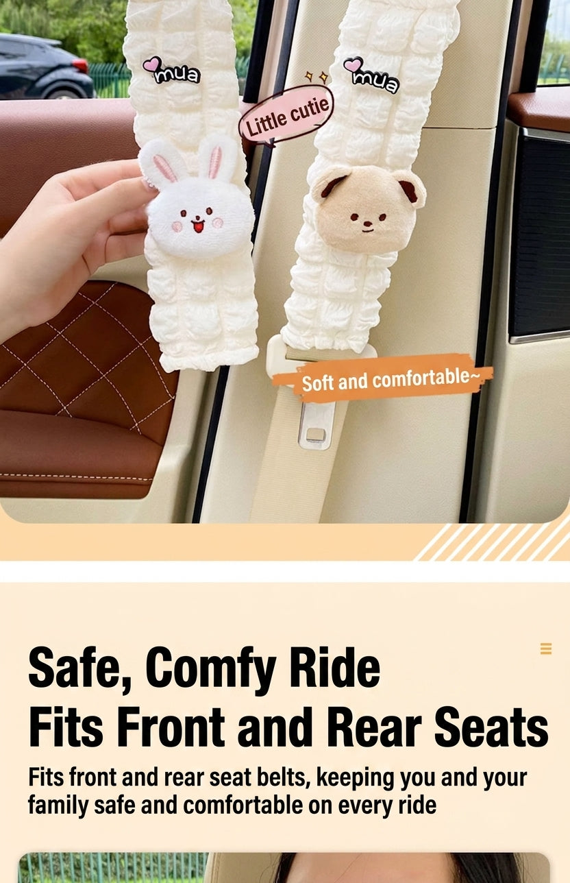 Car seat belt shoulder pads, creative cute children's anti-strain safety belt, and a pair of decorative protective covers