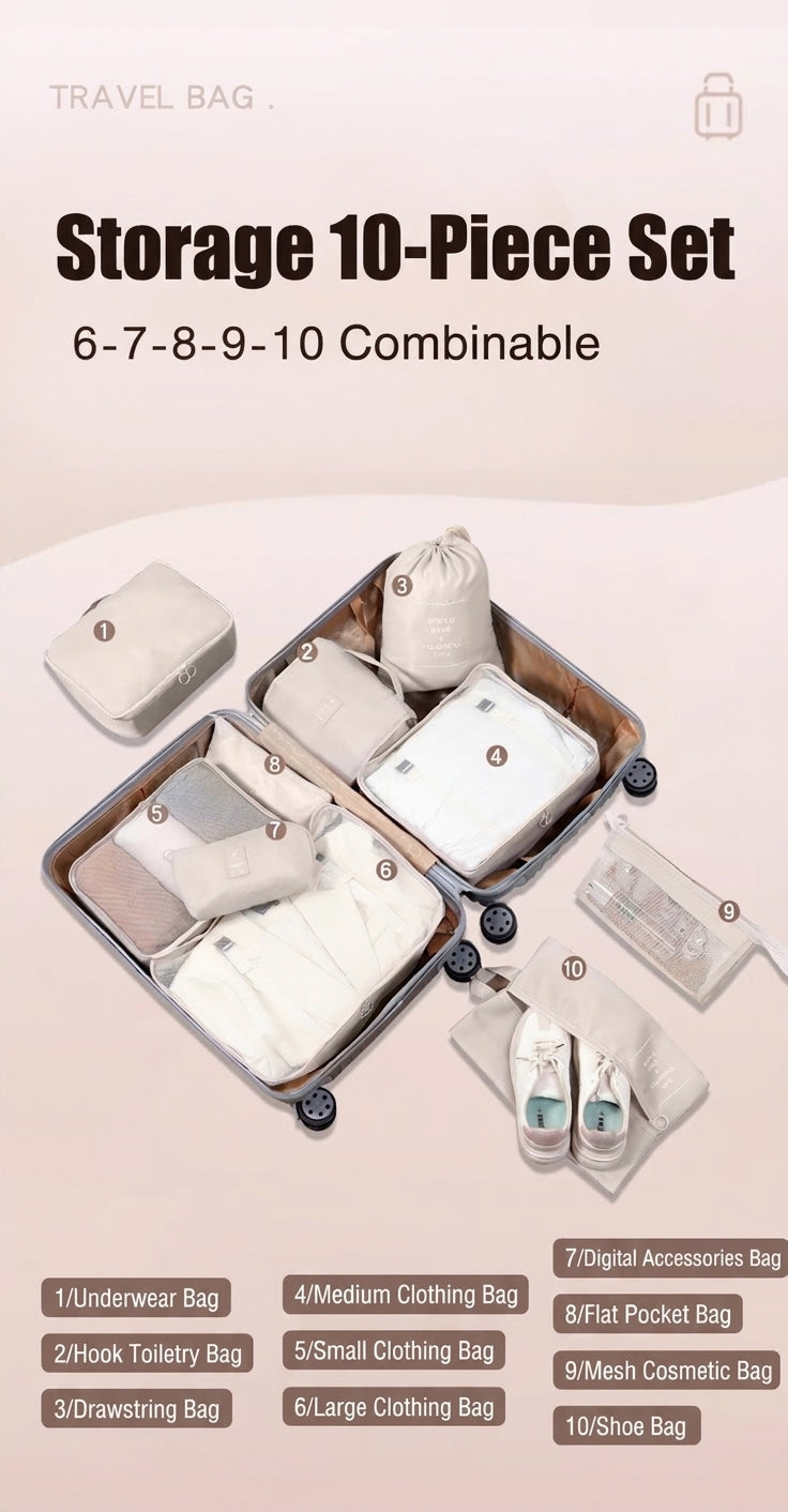 Travel Storage Organizer Set - 7 to 10 Pieces