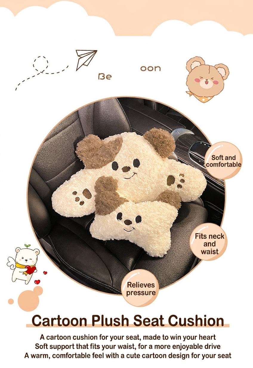 Car headrest, neck pillow, a pair of female driver pillows, cute dogs, car cushions, car seats, lumbar and neck pillows