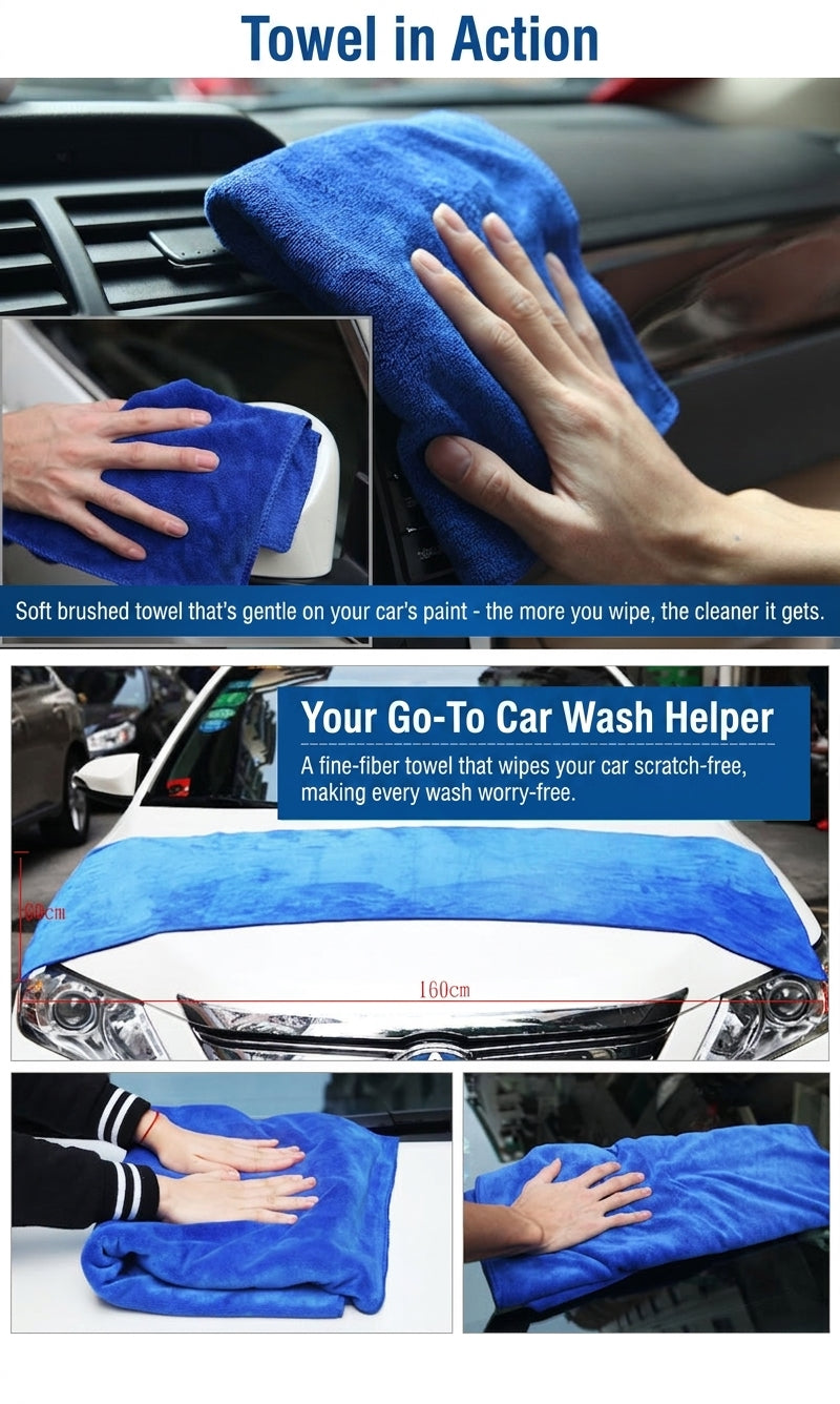 420g 160*60CM Brushed Thickened Car Towel Fine Fiber Absorbent Towel Coral Velvet Towel Edging Towel