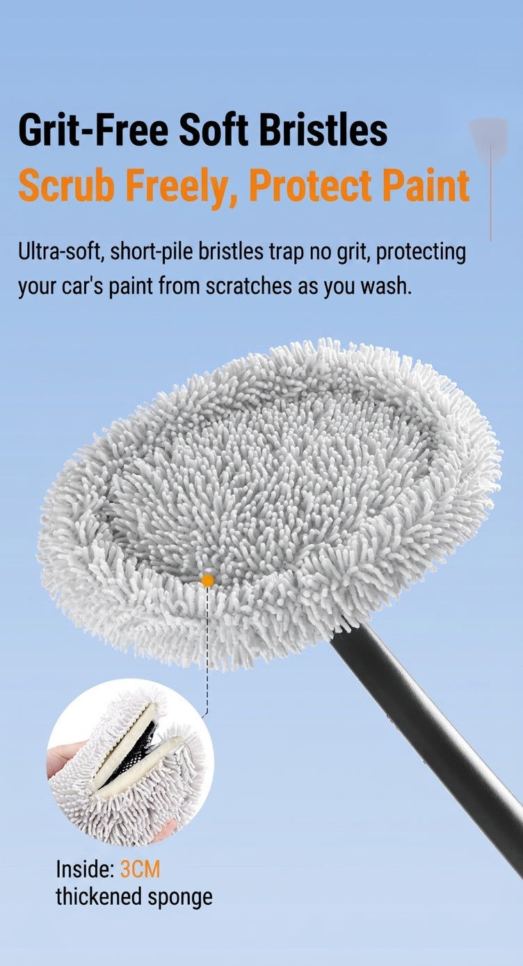 Car Wash Mop with Retractable Bending Rod