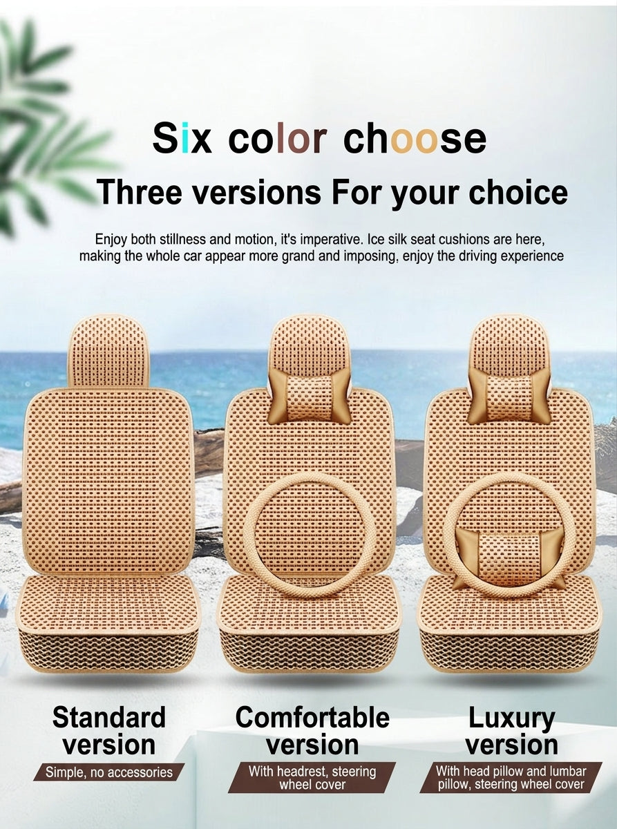 Car seat cushion all-season universal ice silk summer seat cushion full enveloping seat cover car interior seat cushion five seat cover cushion
