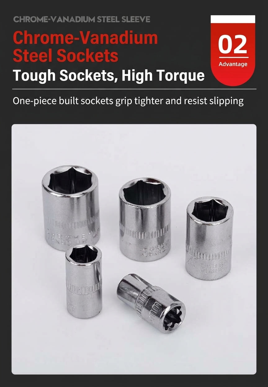 Natural S2 Bit Head 72-Tooth Ratchet Wrench Auto Repair Mechanical Repair Household Repair Sleeve Tool Set Hardware Toolbox