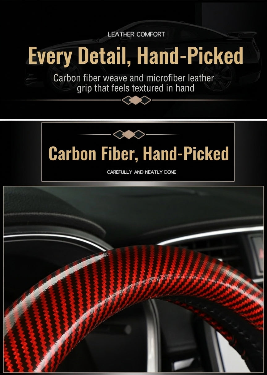 [Carbon Fiber] Car Steering Wheel Handle Sleeve, All-Season Universal, Non-slip, Wear-Resistant, Breathable New Model Dropshipping