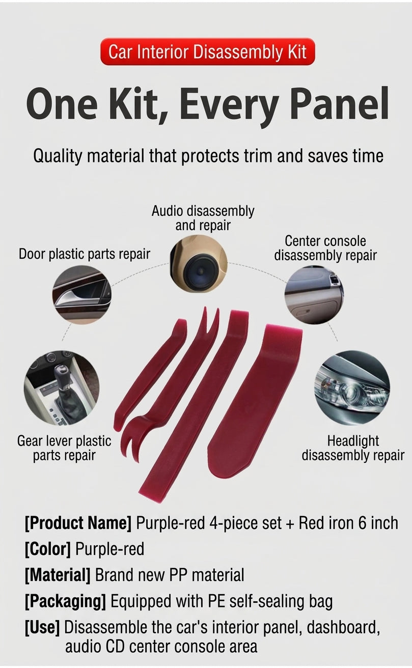 Car audio disassembly tools, plastic interior door panel pry plate, snap screwdriver, 5-piece set with glue buckle, 6-inch screwdriver