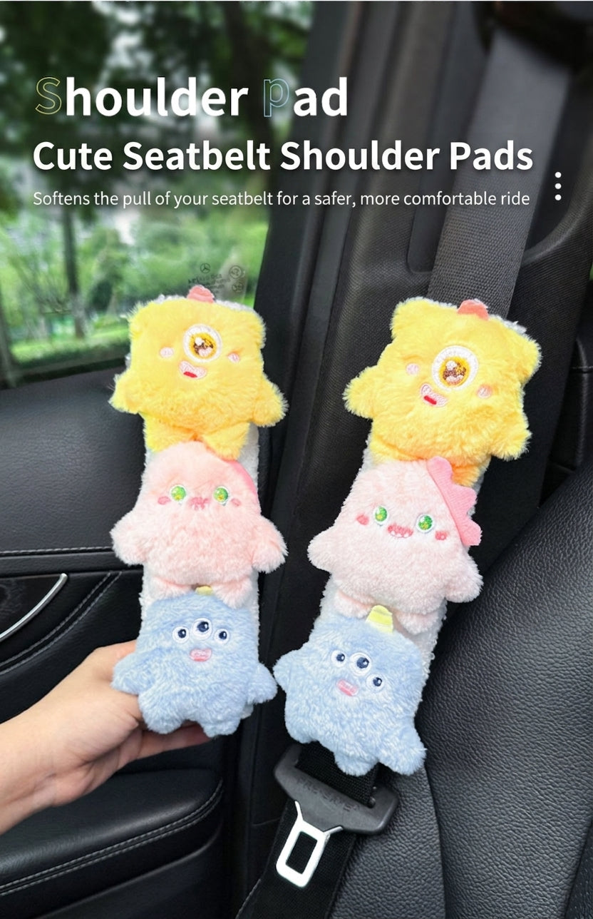 Car seatbelt shoulder pads, wear-resistant clothes, plush plush plush figures, car safety belt protective covers, cute monster girls