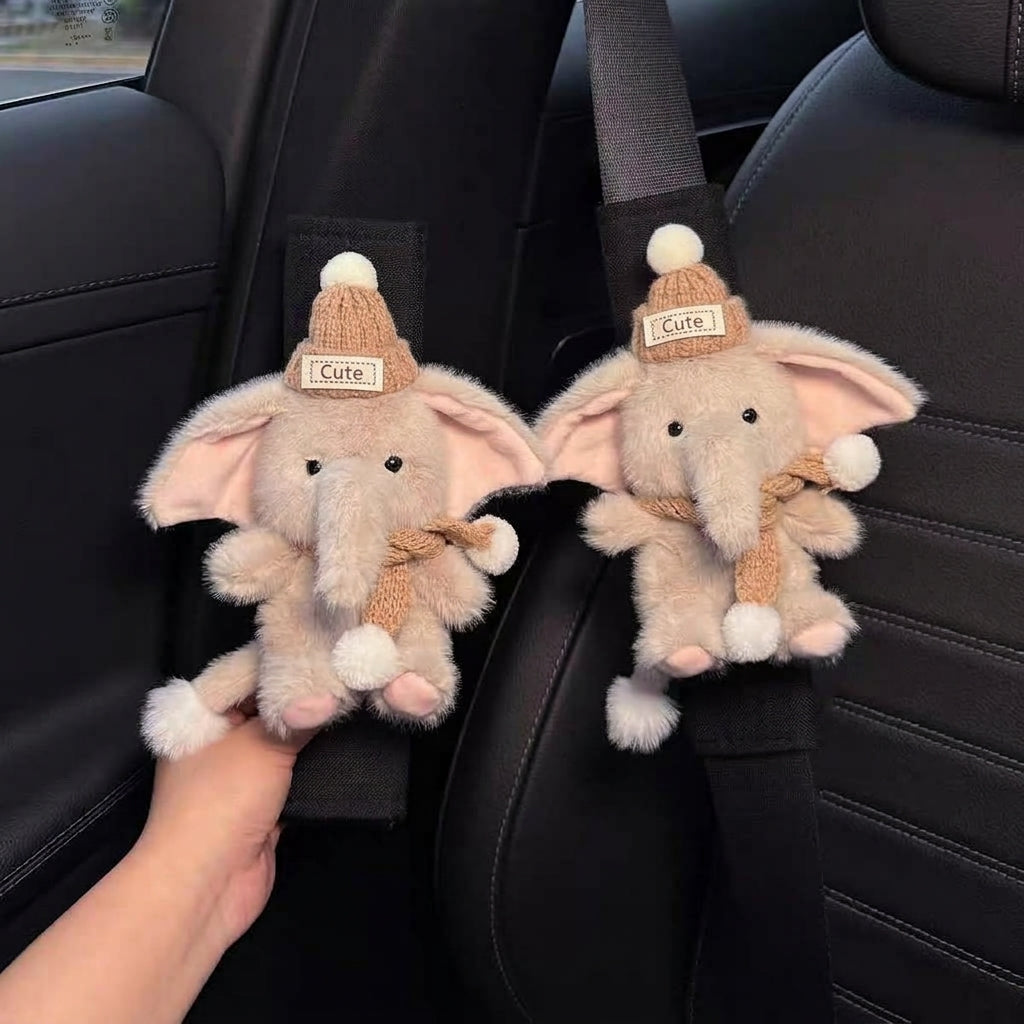 Cute little elephant car seat belt shoulder pad, premium creative decoration, all-season universal couple for women