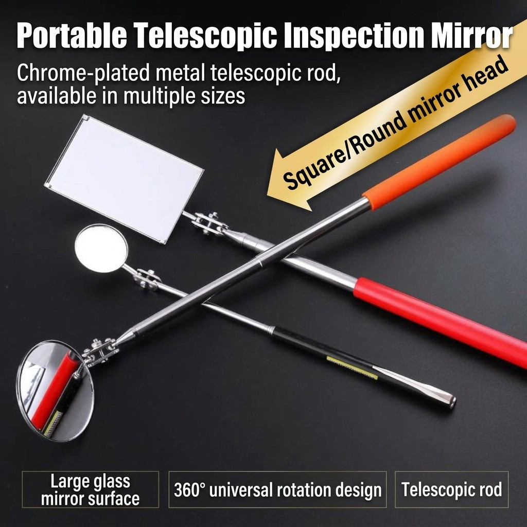 Universal telescopic folding inspection mirror, car bottom inspection mirror, chassis mirror, pipe endoscope, and automotive chassis mirror