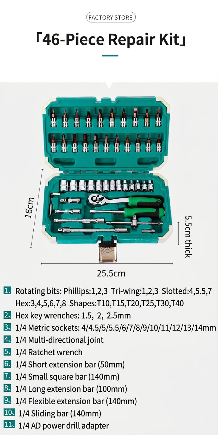 Auto Repair Tool Kit, 55-Piece Socket & Wrench Set