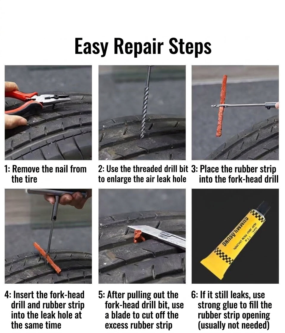 Tire Repair Tool Kit - 42 to 62 Piece Sets